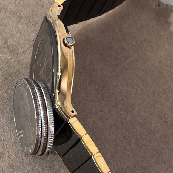 Vintage LassaleLuxury Watch Gun Metal Black on Gold, Roman Numeral Bezel - Picture 11 of 11